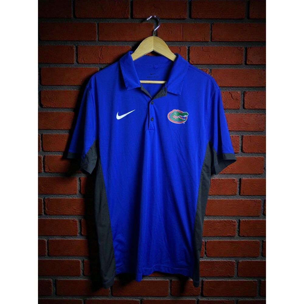 Nike Florida Gators Polo Shirt Blue Dri-Fit Men’s Large NCAA
